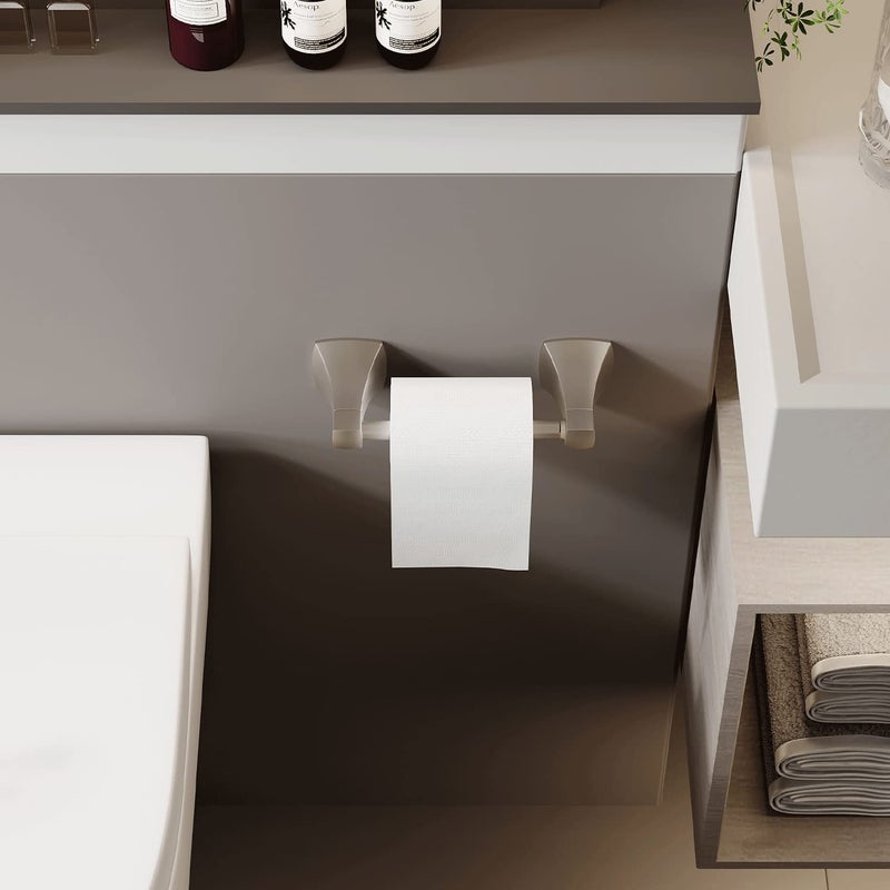 WZRUA Brushed Nickel Toilet Paper Holder Bathroom Double Post Pivoting Tissue Roll Holder Stainless Steel and Zinc Alloy Wall Mount - Image 3
